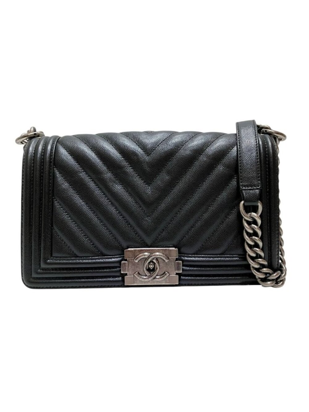 Chanel Boy Shoulder Bag V-stitch Caviar Leather